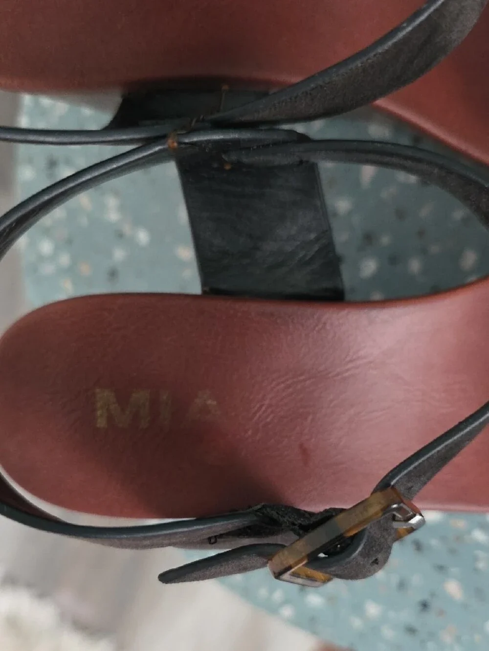 Women's Mia Black Wedge Sandals with Buckle Strap